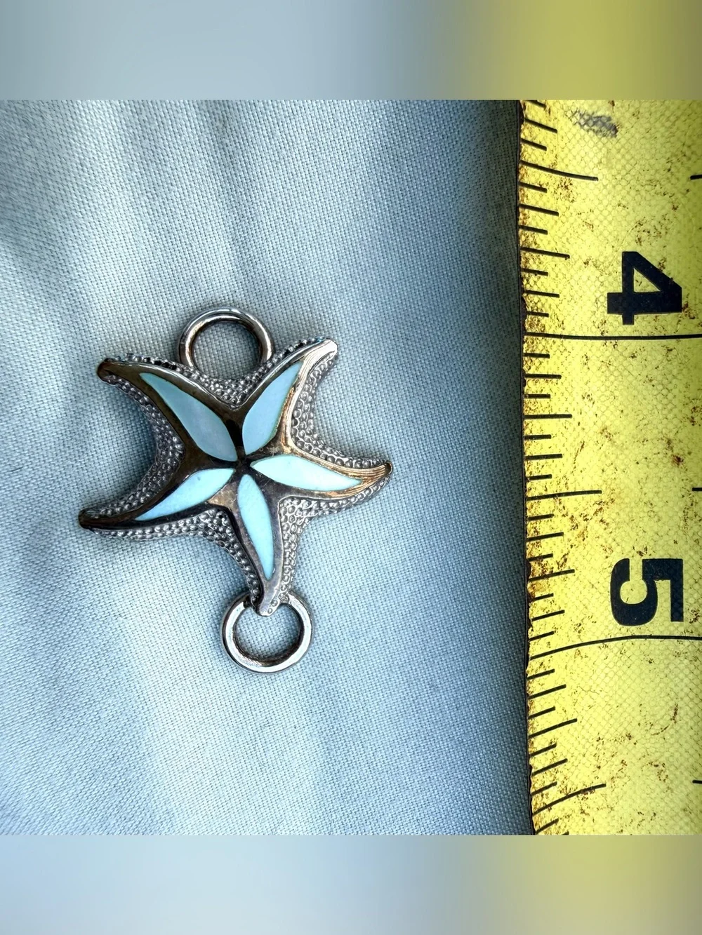 Kovel Silver Starfish Charm with Mother of Pearl Inlay- Topper Only